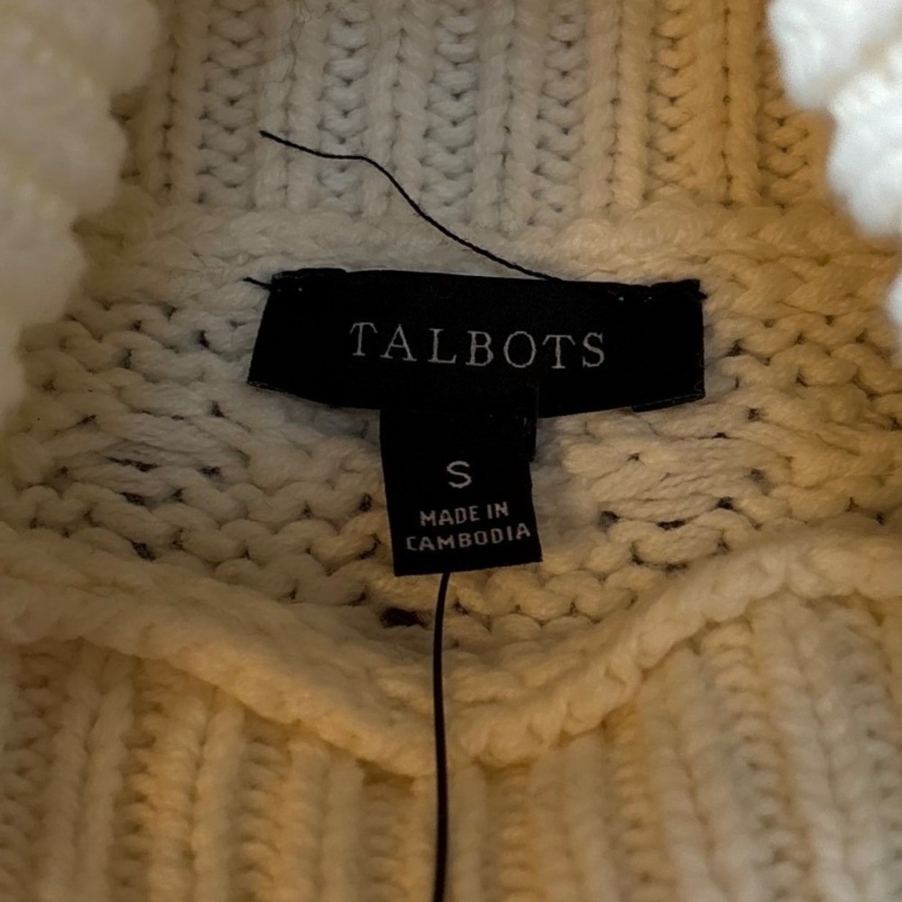 NWT Talbots Womens Mixed Stitch Turtleneck Colorblock Preppy Chunky Sweater S - Picture 5 of 8
